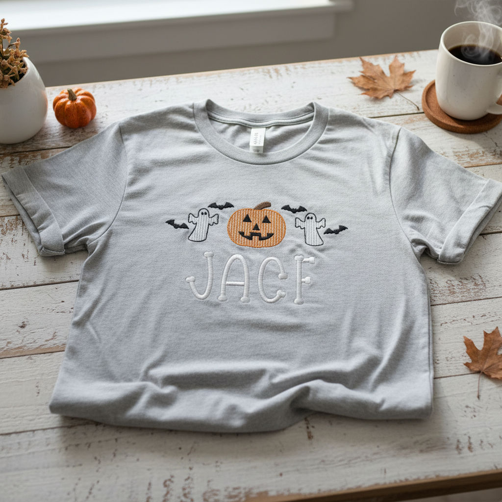 Ghosts & Pumpkin with Bats | Name in Bones Font