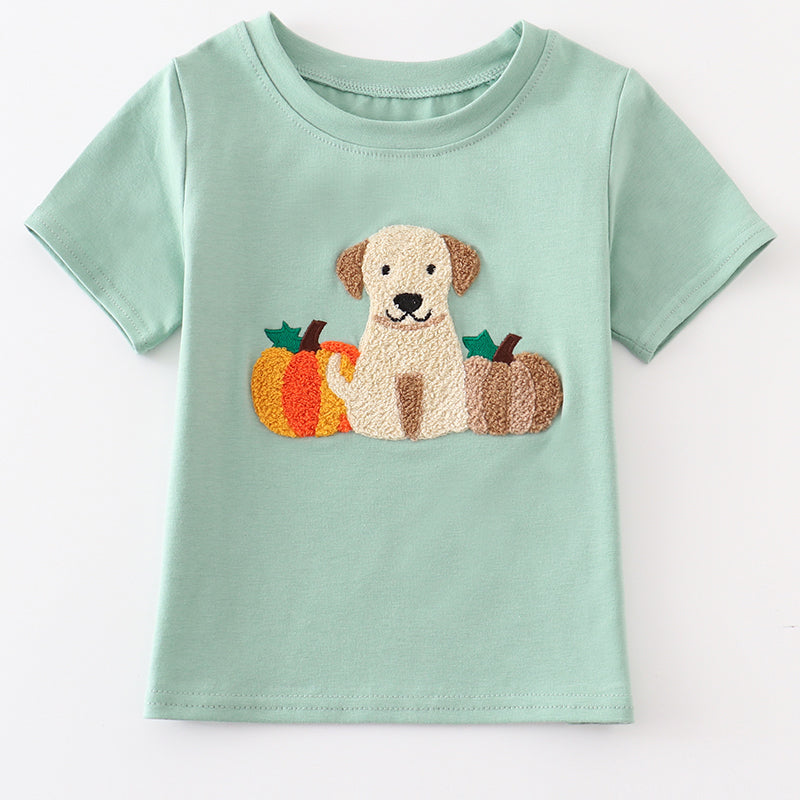 Puppy with Pumpkins French Knot