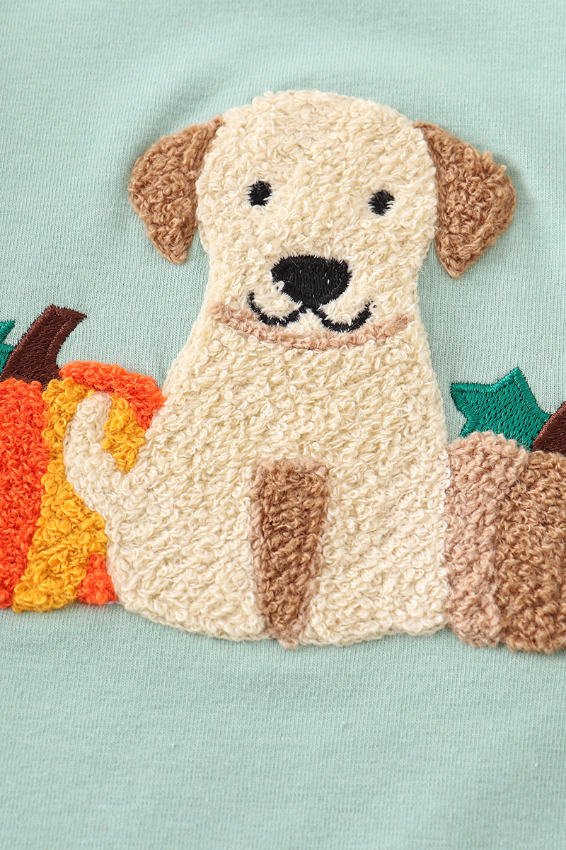 Puppy with Pumpkins French Knot