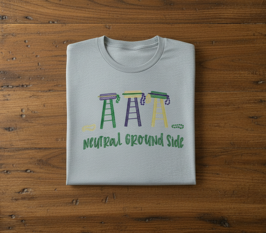 Mardi Gras Ladder Trio Sketch Stitch Embroidered Shirt