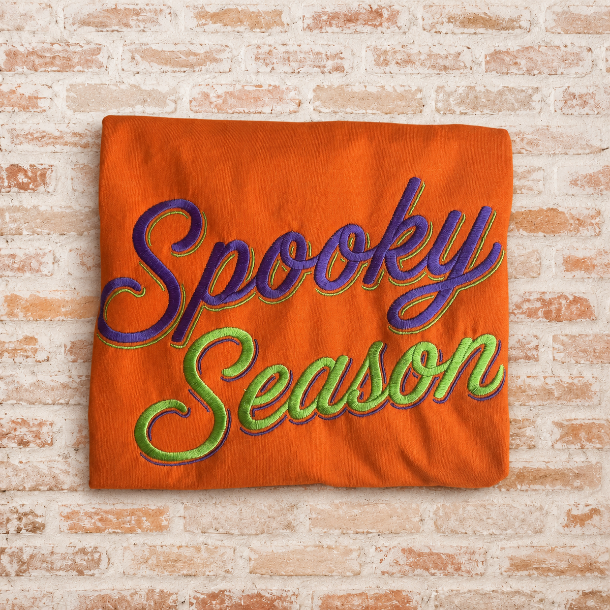 Spooky Season Script Shadow Embroidered Shirt