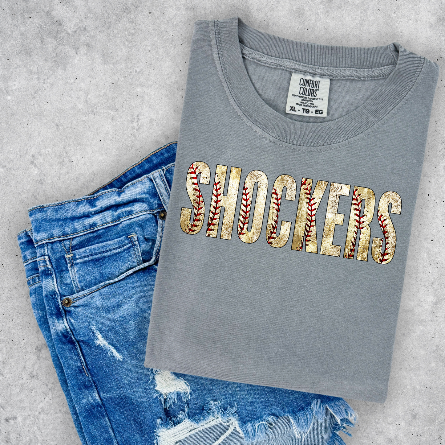 Shockers in Dirt Print w/baseball stitches