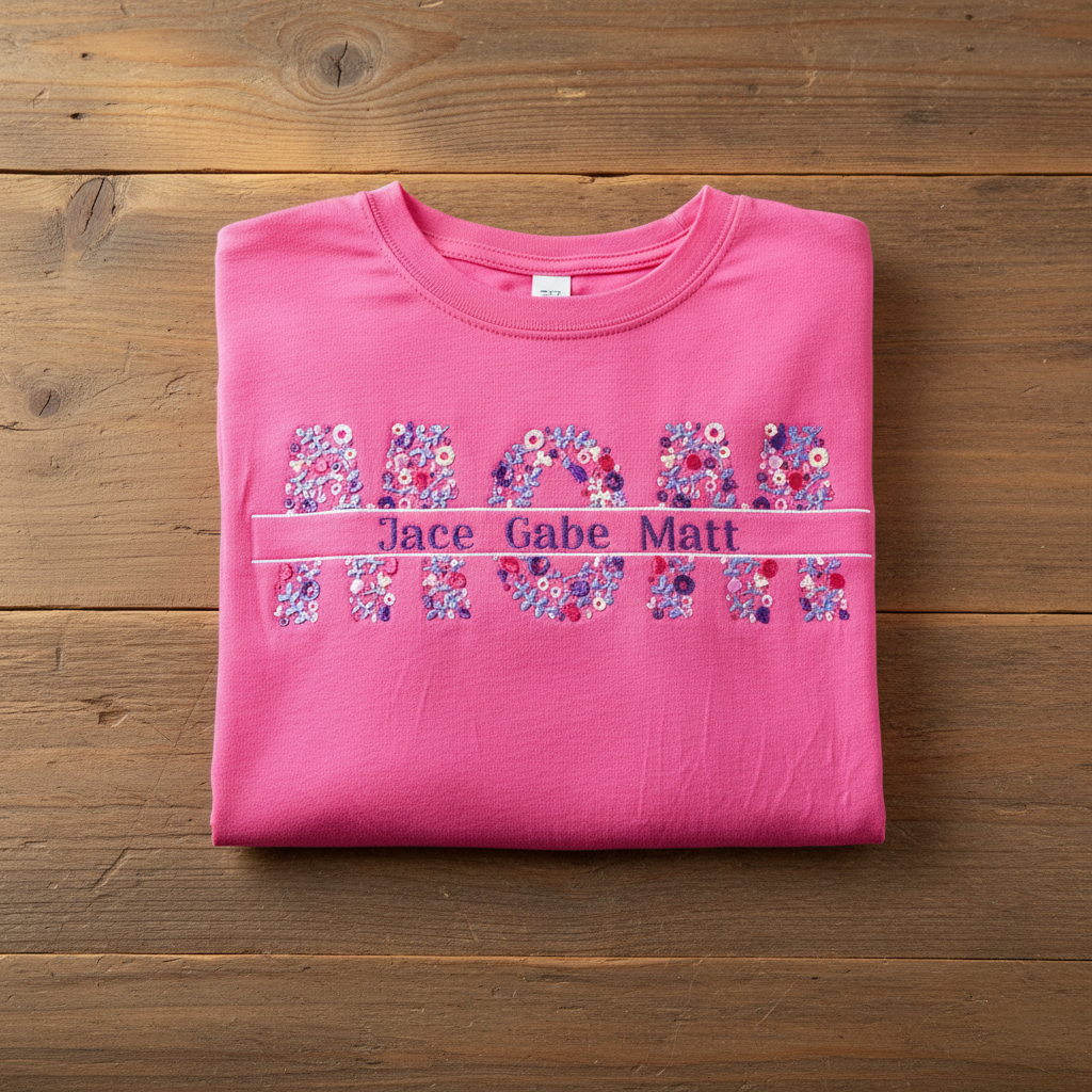 Mom Floral Split Design Shirt with Child Names