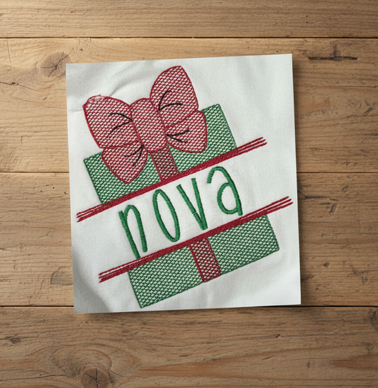 Christmas Present Split W/Name or Merry Christmas