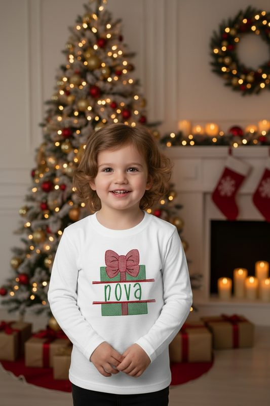 Christmas Present Split W/Name or Merry Christmas
