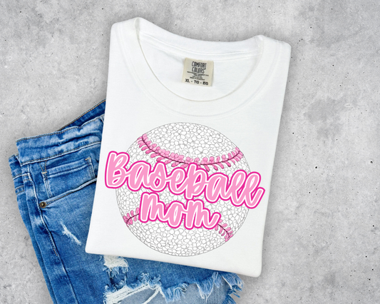 Baseball Mom in Fun Writing with Cute Baseball