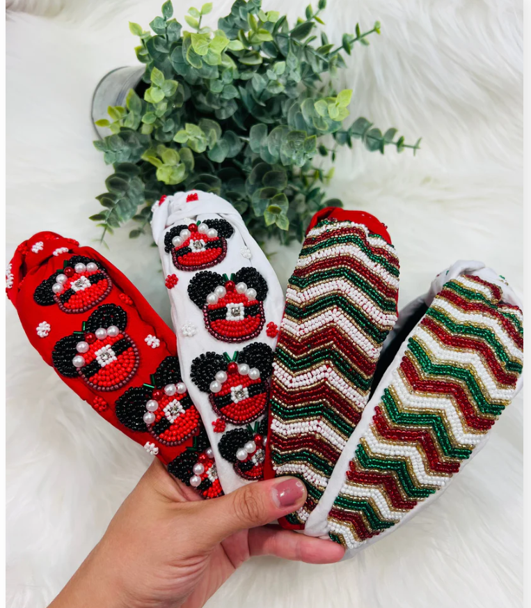 Christmas Headband with Chevron Beads