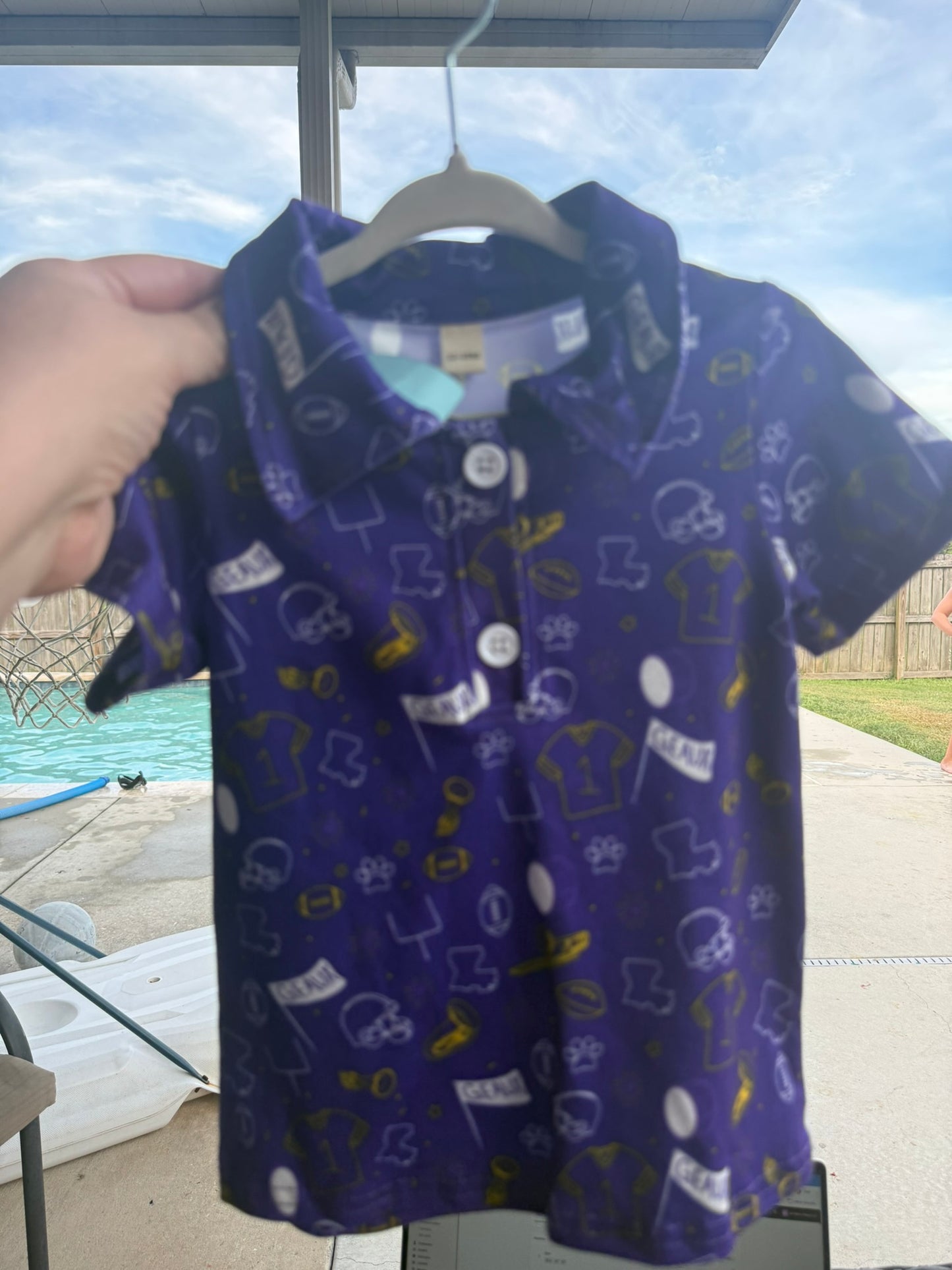 RTG | LSU purple & gold football icon polo shirt