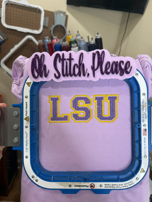 LSU Outline and Filled Embroidered Shirt