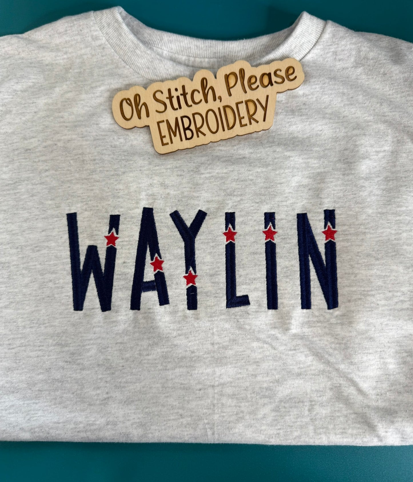 Star Spangled Name Embroidered