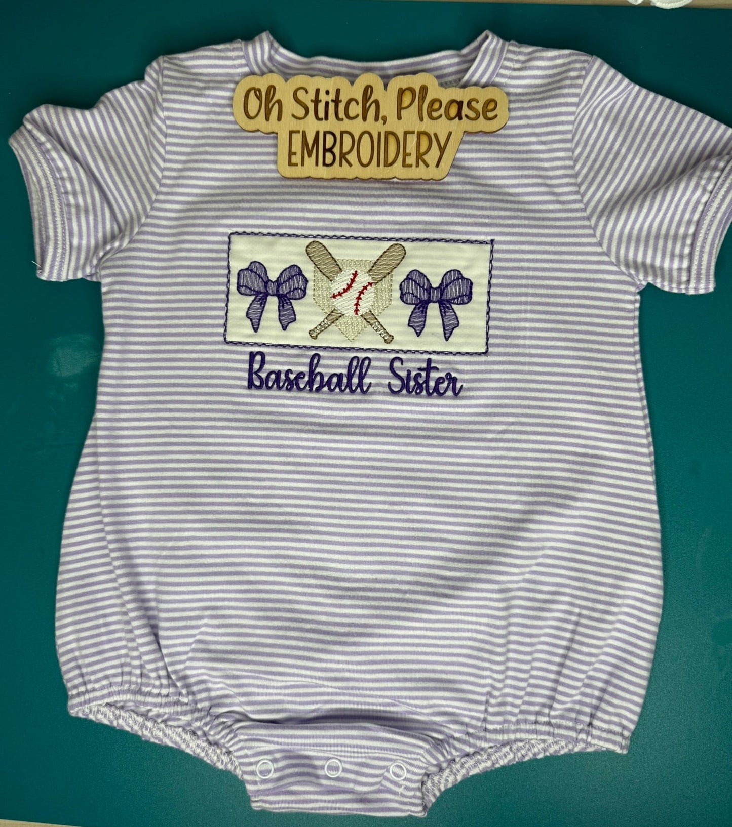 Baseball and Crossed Bats with Bows Embroidered Shirt