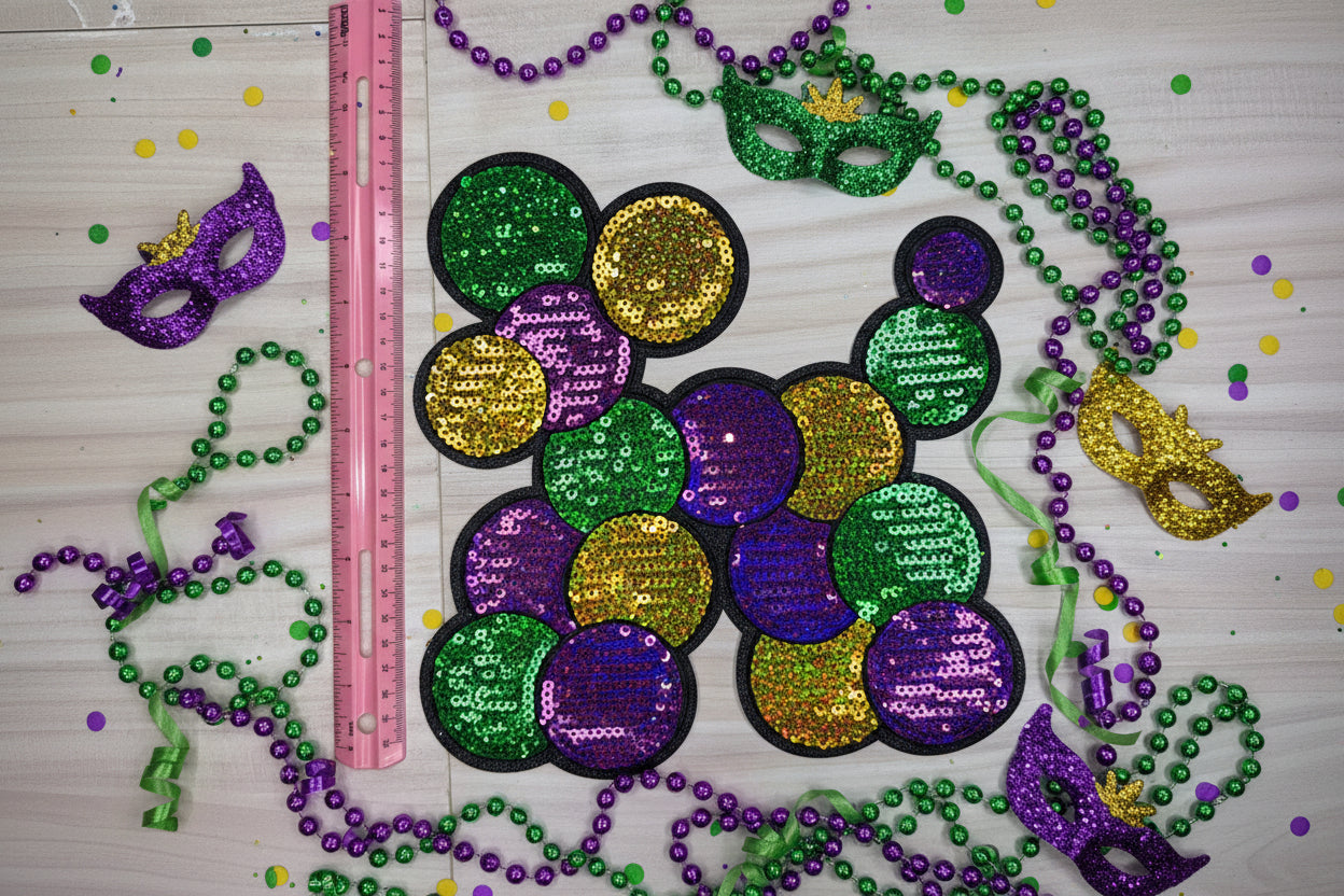 Mardi Gras Balloon Dog Sequin Patch