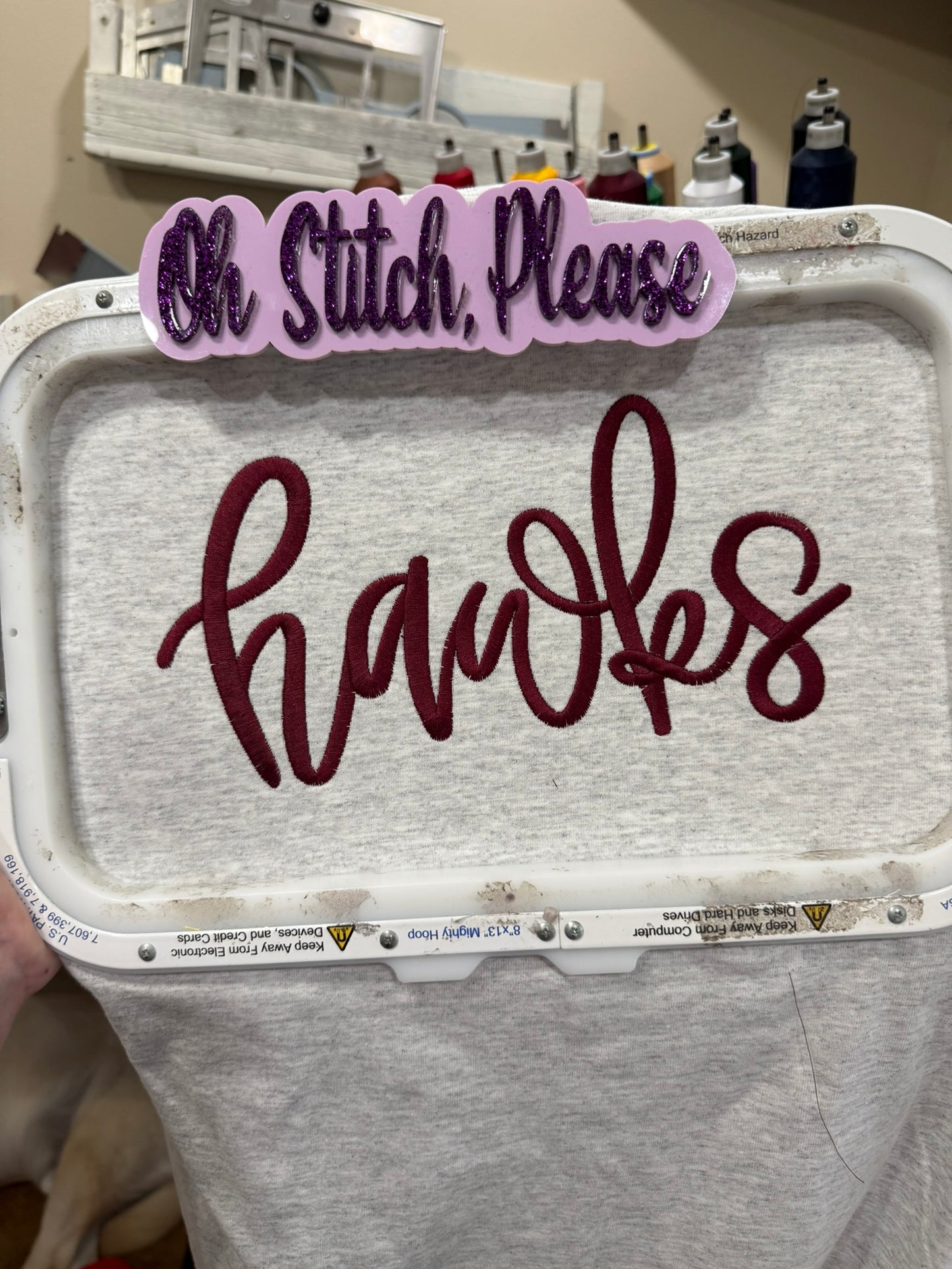 Hawks Script Satin Stitch Embroidered Shirt