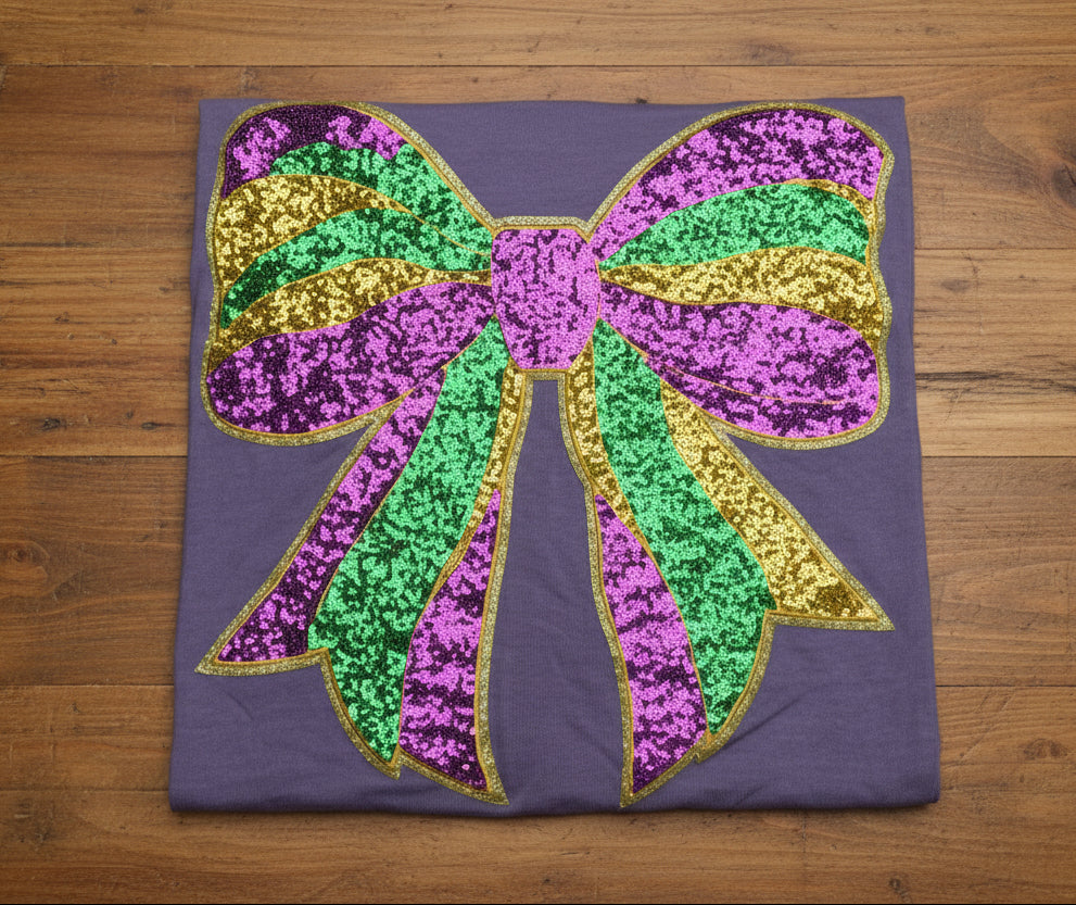 RTG | Mardi Gras Sequin Large Bow 4XL
