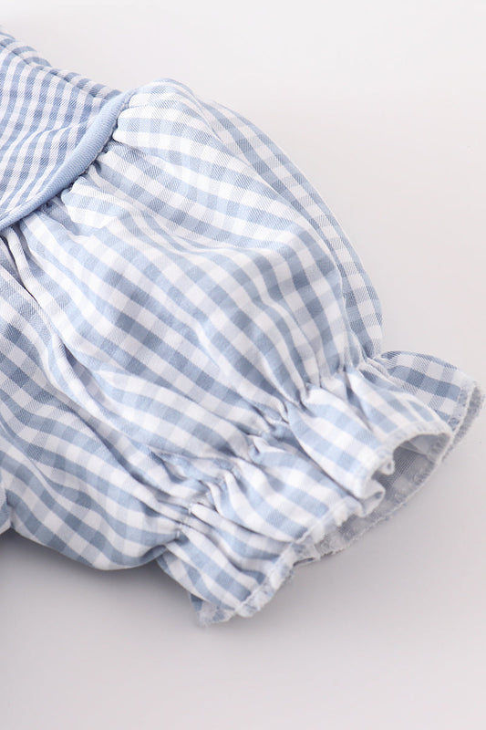 Pumpkin Bubble Blue Gingham