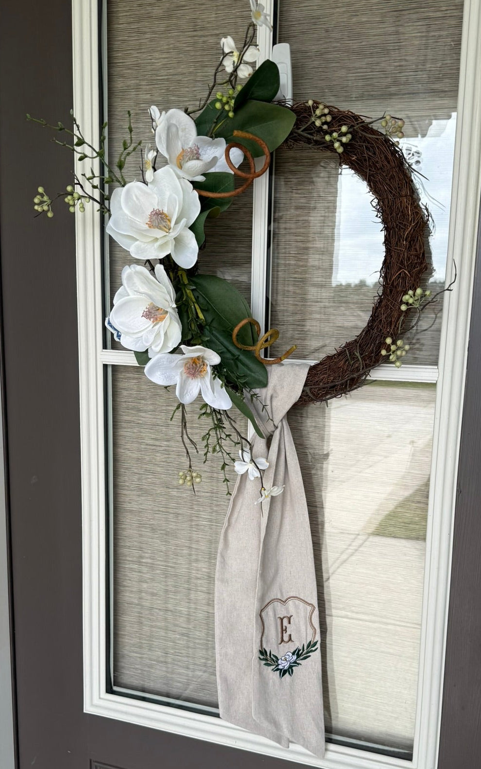 Wreath Sash | Magnolia Crest with Initial
