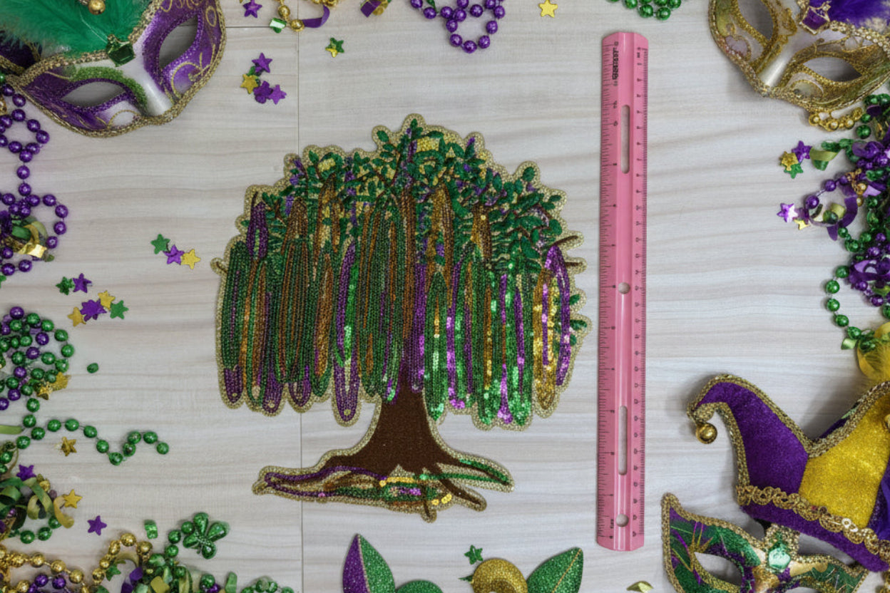 Mardi Gras Bead Tree Sequin Patch (full size)
