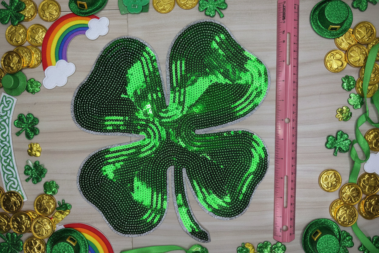 St Patrick's Day Clover Sequin Patch