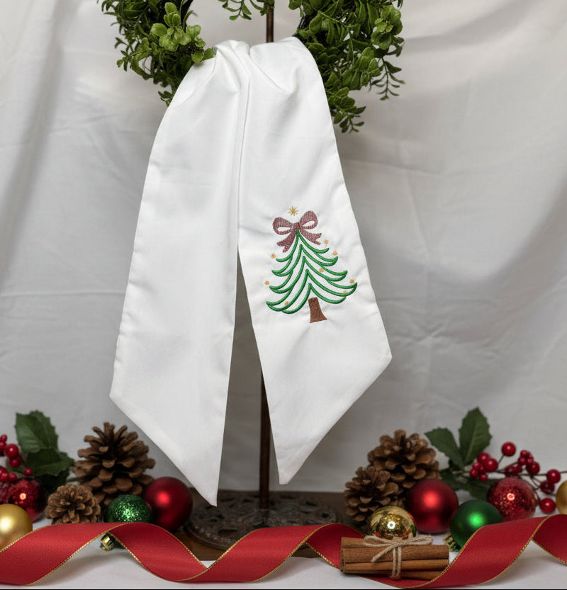Wreath Sash | Christmas Tree with multi-color bow