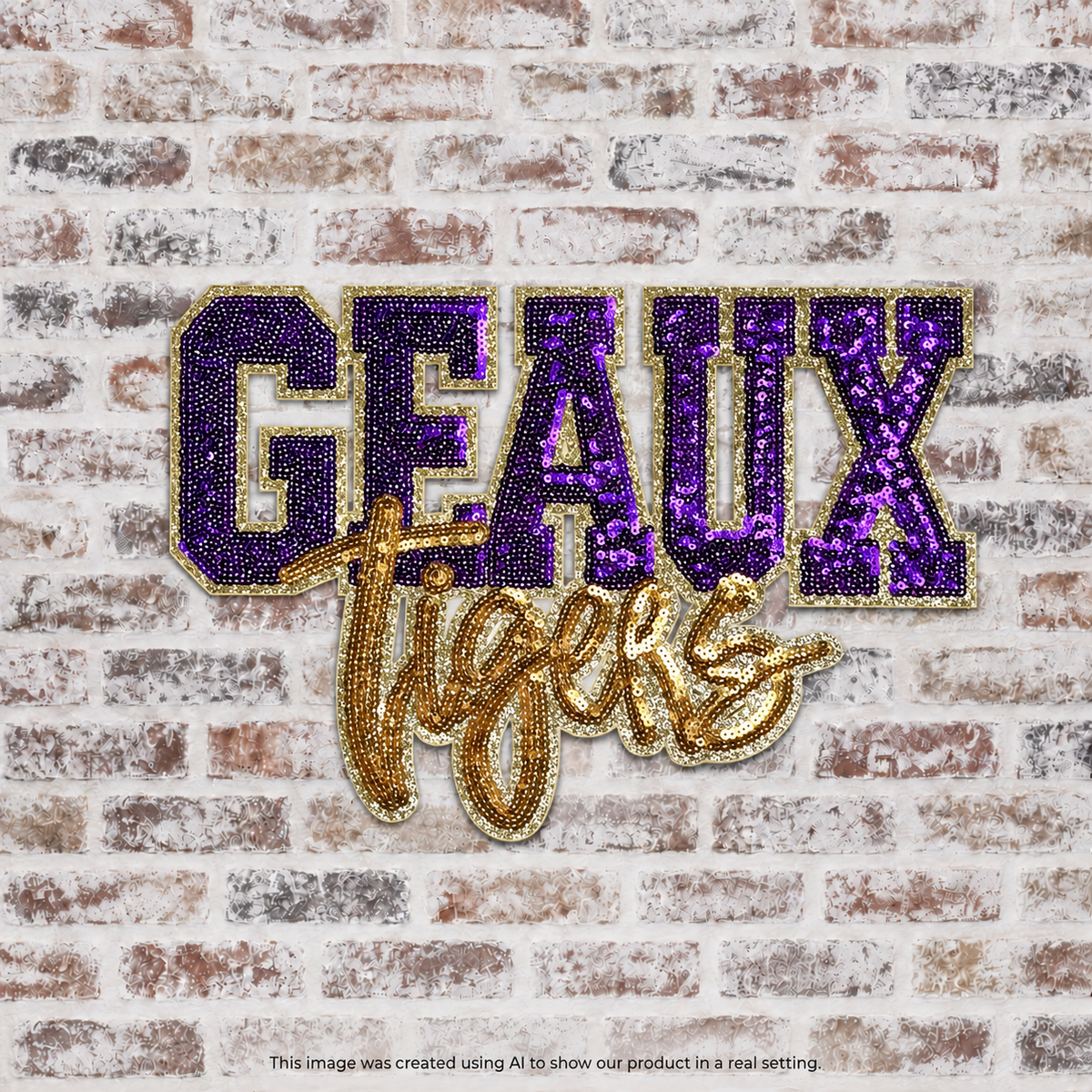 Geaux Tigers Purple And Gold Sequin Iron On patch