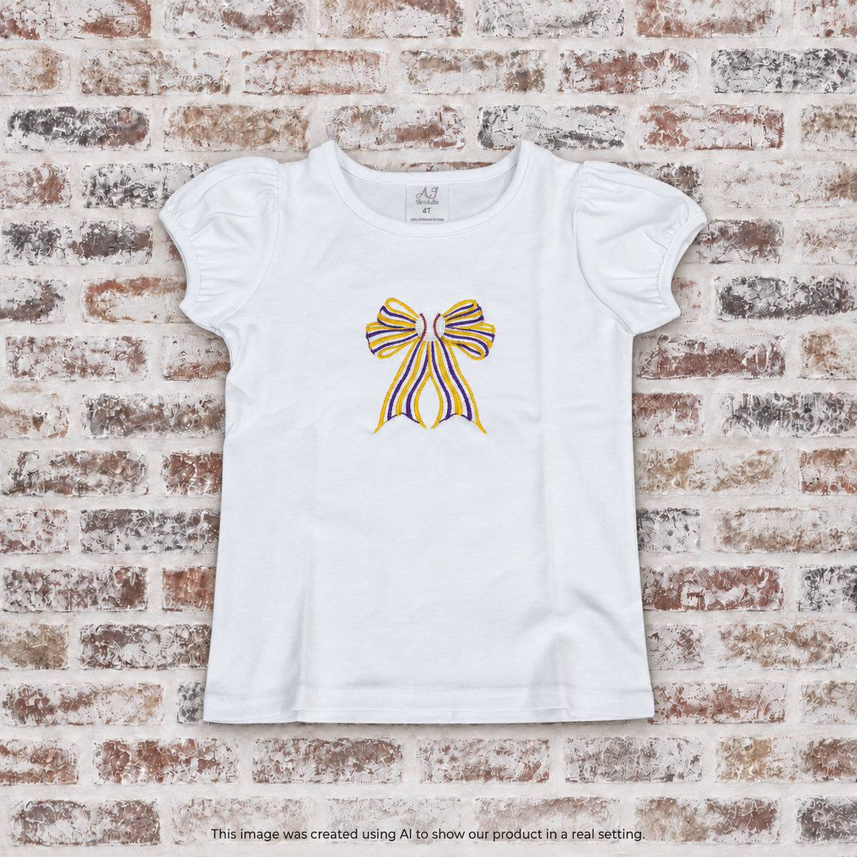 Two Color Bow with Baseball Center