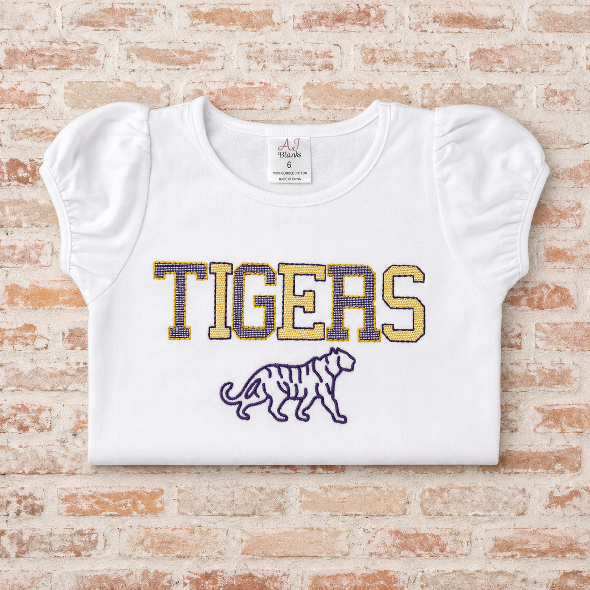 Tigers Outline and Filled Embroidered Shirt