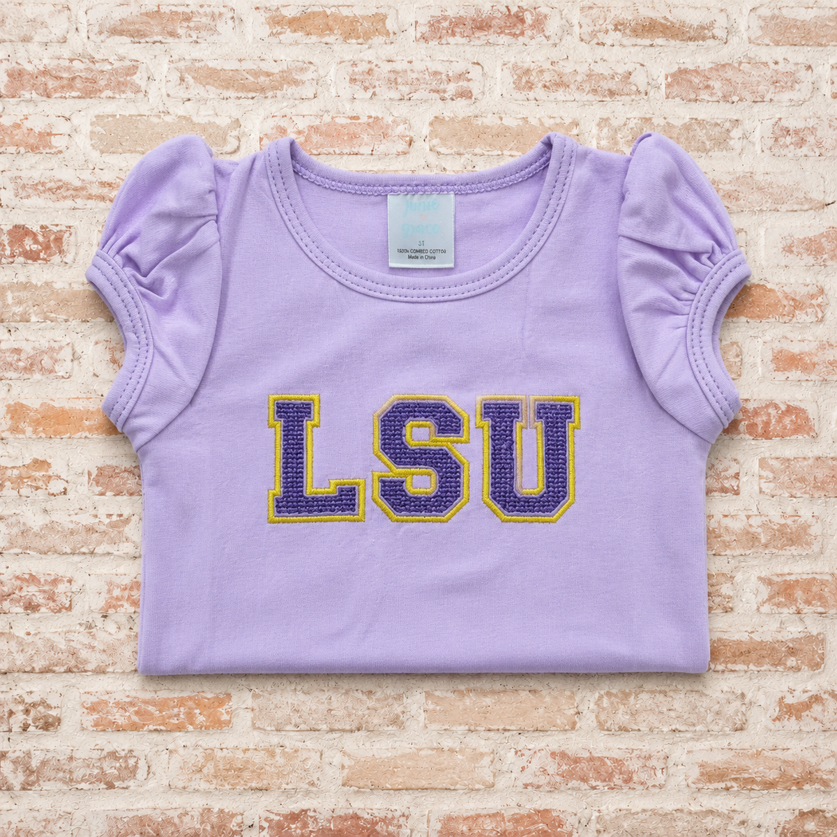 LSU Outline and Filled Embroidered Shirt