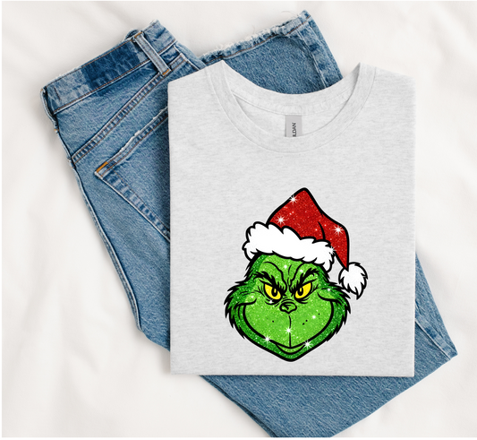 Glittery Grinch Printed Tee