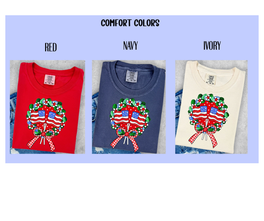 Patriotic Wreath w/ 2 flags