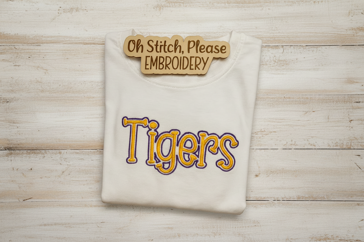 Tigers Puff Embroidery with Outline