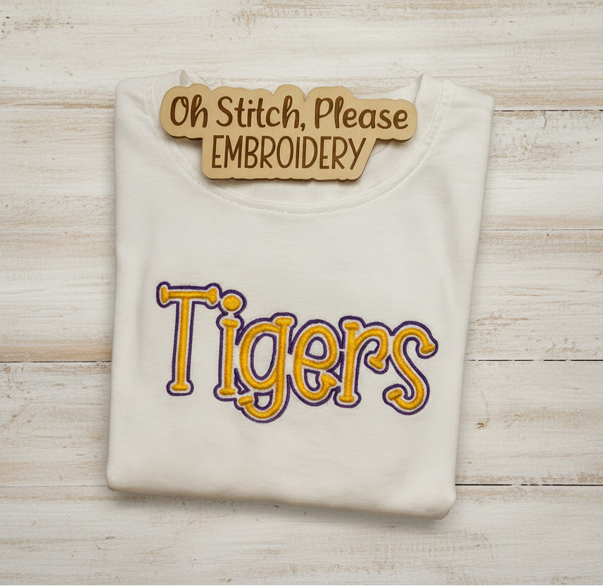 Tigers Puff Embroidery with Outline