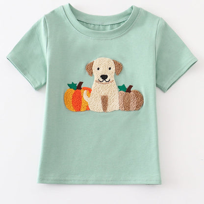 Puppy with Pumpkins