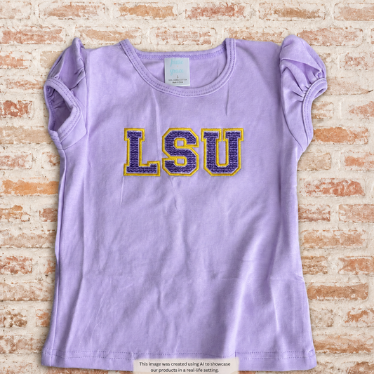 RTG | LSU 2-color text Lavender shirt 3T