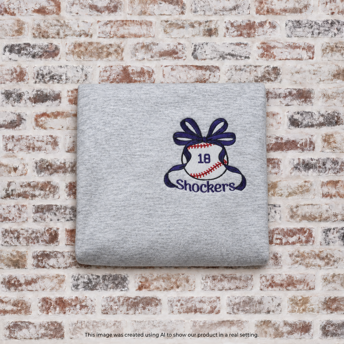 Baseball With Fancy Bow with (or without) team name (Filled Stitch)