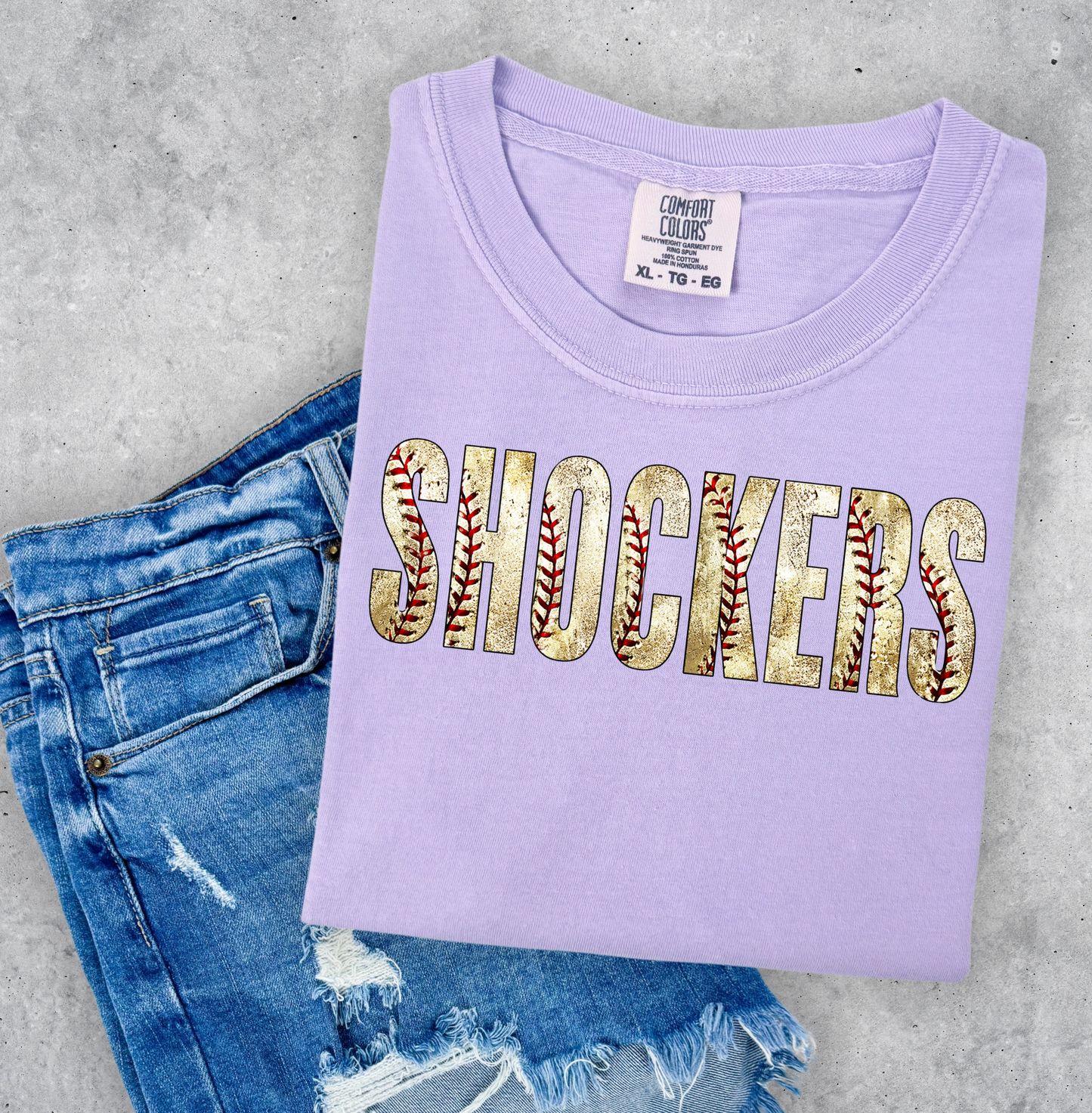Shockers in Dirt Print w/baseball stitches