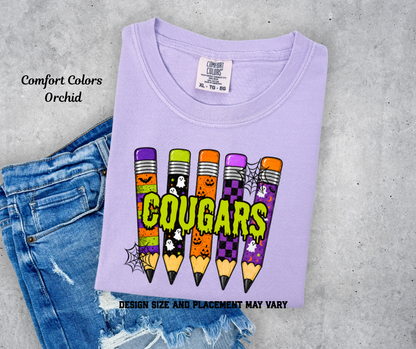 Halloween Spooky Cougars Pencil Printed Shirt
