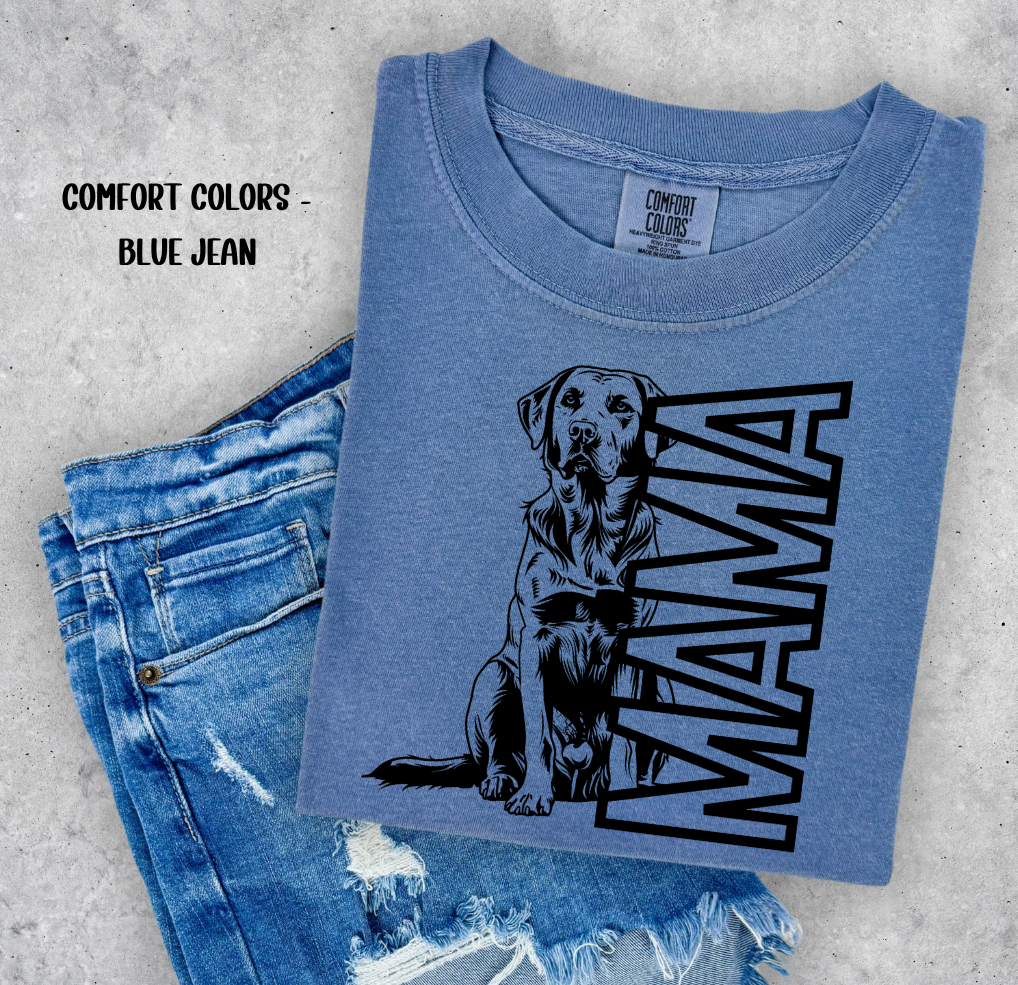Labrador Dog Mama T-Shirt with Labrador Outline