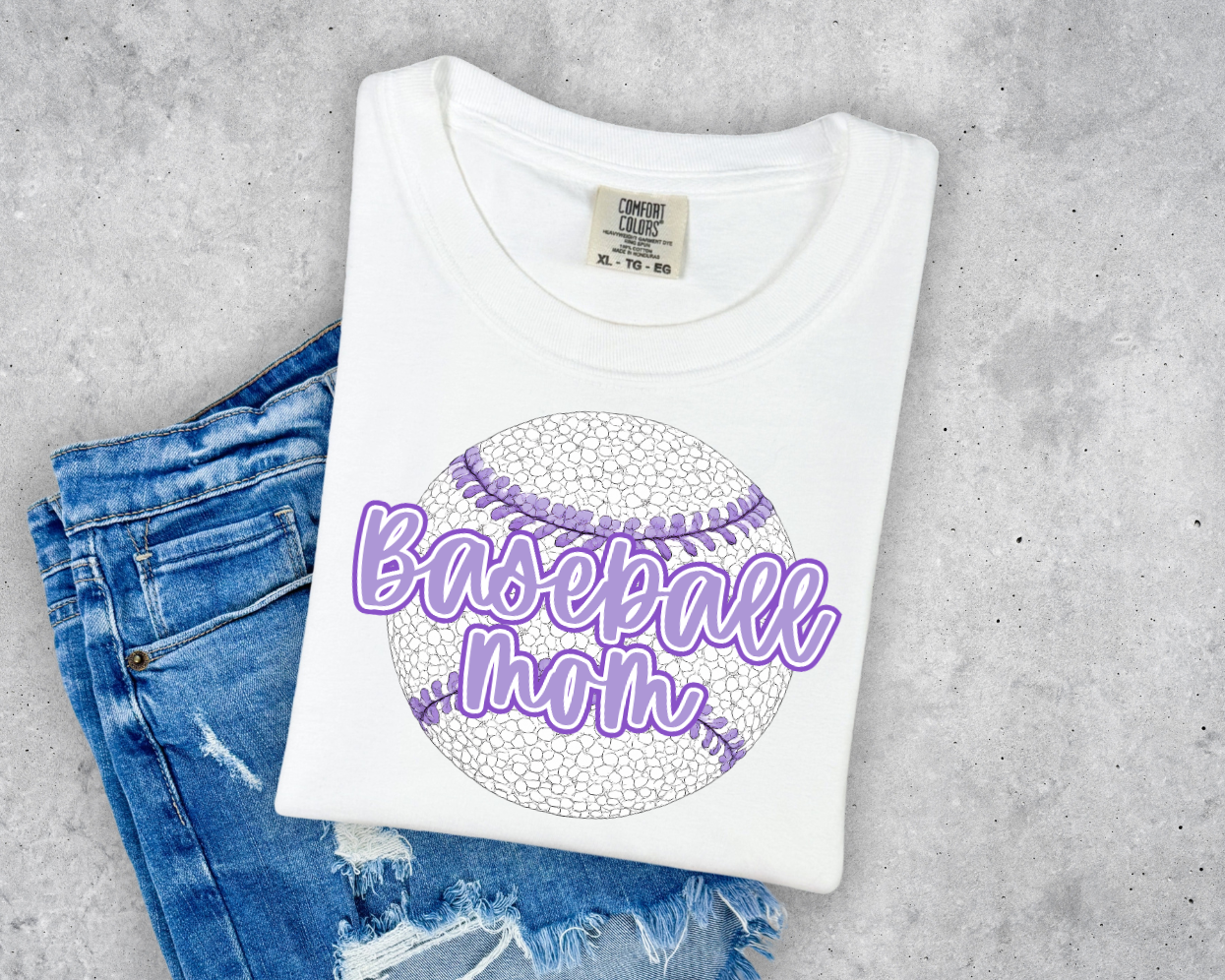Baseball Mom in Fun Writing with Cute Baseball