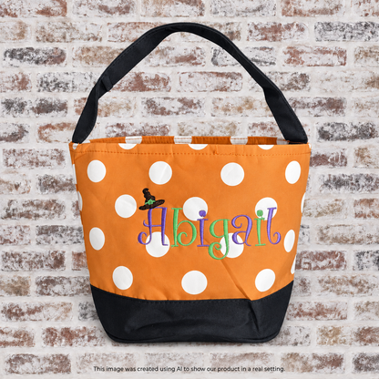Orange Polka Dot Bag with Black Handle {Halloween Theme}