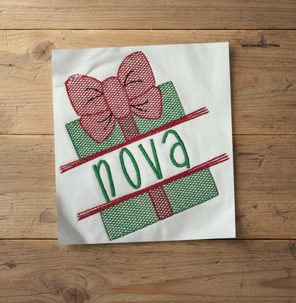 Christmas Present Split W/Name or Merry Christmas