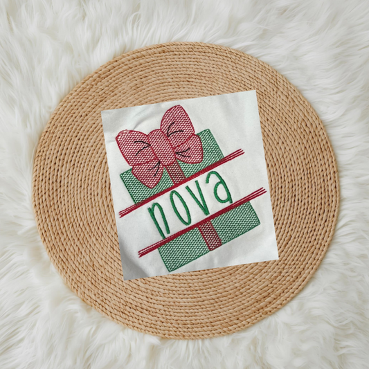 Christmas Present Split W/Name or Merry Christmas