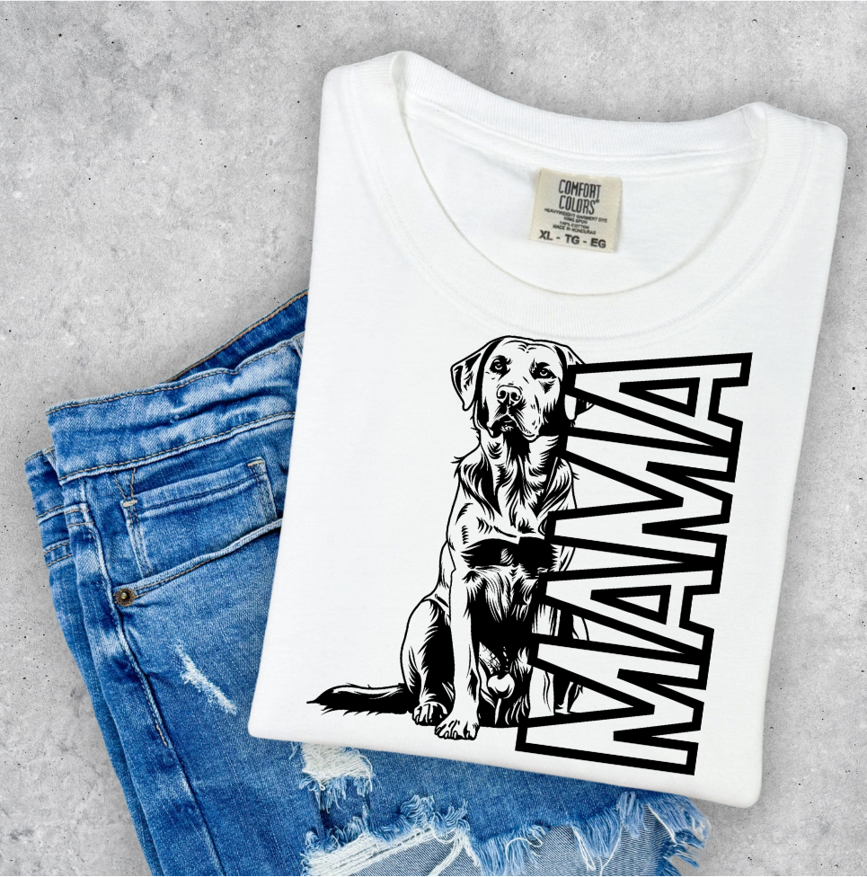 Labrador Dog Mama T-Shirt with Labrador Outline