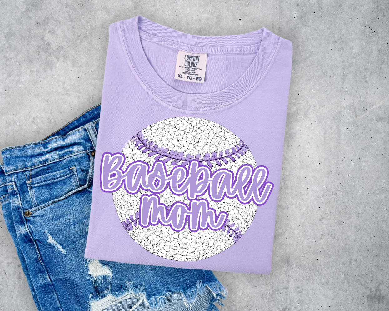 Baseball Mom in Fun Writing with Cute Baseball