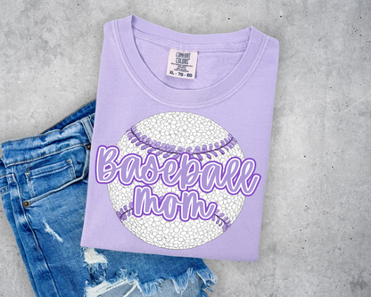 Baseball Mom in Fun Writing with Cute Baseball