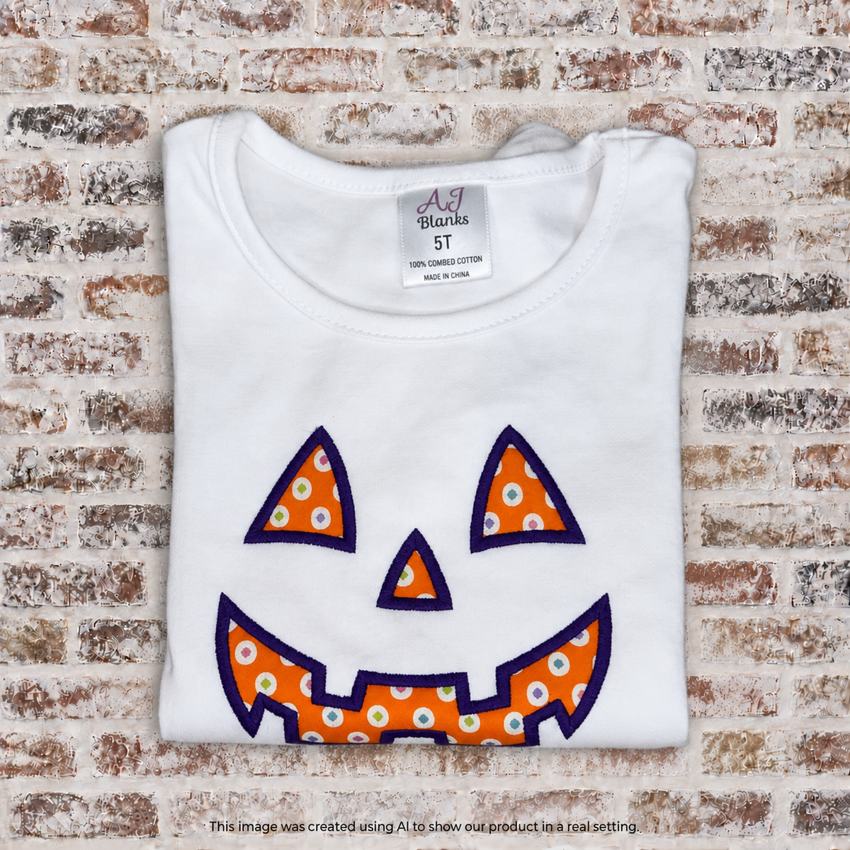 Jack O Lantern Halloween Shirt with Embroidered Applique