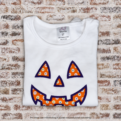 Jack O Lantern Halloween Shirt with Embroidered Applique