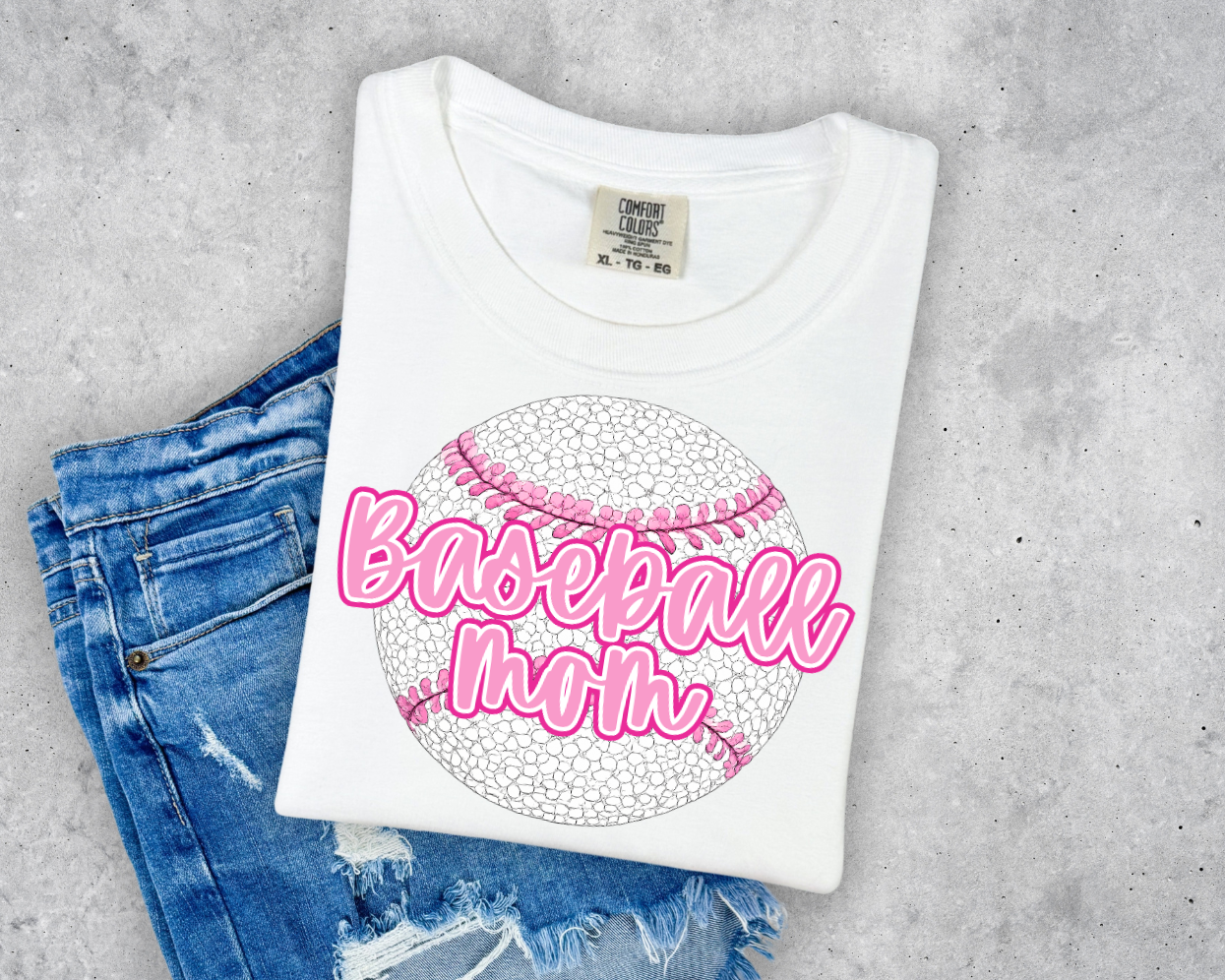 Baseball Mom in Fun Writing with Cute Baseball