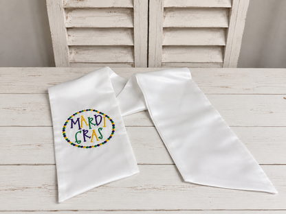 Mardi Gras Beaded Circle Embroidered Wreath Sash