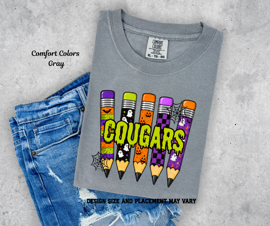 Halloween Spooky Cougars Pencil Printed Shirt