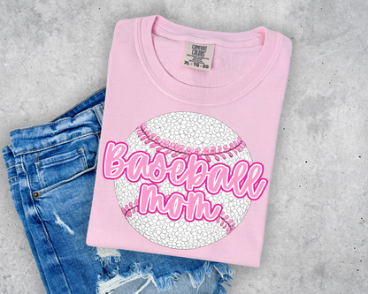 Baseball Mom in Fun Writing with Cute Baseball